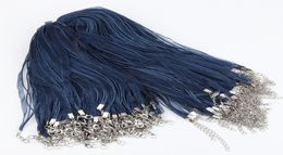 Navy Organza Voile Ribbon Cord Necklaces chains 18quot Wire Jewelry DIY Jewelry Findings Components 100pcslot New 22colors6990360