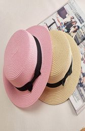 Boater sun caps Ribbon Round Flat Top Straw beach hat Panama Hat summer hats for women straw hat snapback gorras6462883