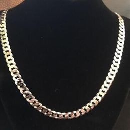 Men's Flat Miami Cuban Link Chain 925 Sterling Silver 8mm Thick Italy Made241f