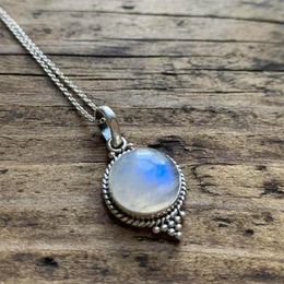 Pendant Necklaces Design Teardrop Semi-precious Moonstone Necklace For Women Zircon Silver Colour Fashion Jewelry2155