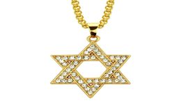 Happy Chanukah Good Quality Delicate Jewish Star Pendant Necklace Unisex Hip Hop Choker Necklaces Gold Colour Chain Rapper7432067