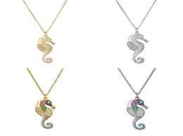 2020 New Arrival Lucky Necklace CZ Stone Colourful Seahorse Pendant Necklace For Women Men Drop Gift Jewelry3630043