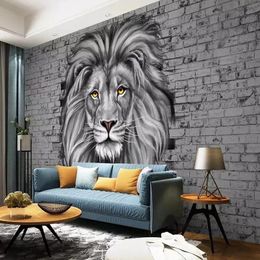 Wallpapers Custom Photo Wallpaper Modern Black And White Lion Mural Kids Wall Painting Creative 3d wallpaper