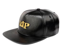 New Gold Letter VIP Baseball Caps PU Leather Casual Flat Brimmed Belt Buckle Adjustable Cool Snapback Bone Hip Hop Men Hats1351812