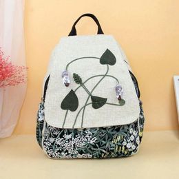 School Bags -sale Factory Vintage String Appliques Shopping Backrack!Nice Prints Hasp Backruck All-match Lady Canvas Backpacks