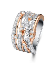 Wholesale Handmade Rings Vintage Jewellery 925 Sterling Silver&Rose Gold Fill Pave White Sapphire Party Wedding Band Ring for Women Gift7224803