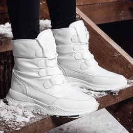 Boots 2022 Women Ankle Boots Winter White Snow Boots Short Plush Shoes Nonslip Waterproof Female Booties Chunky Shoes Botas De Mujer