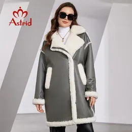 Women's Trench Coats Astrid Fashion Lamb Wool Lining Jacket Women Suede Fabric Wind Fur One Piece With Zipper Leather Fleece Coat Streetwear