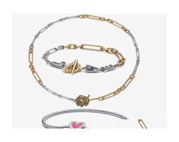 Charm Bracelets S925 Love T Buckle Twocolor Necklace Original Fit P Jewellery Women Gift Drop Delivery Dhlrq1987512