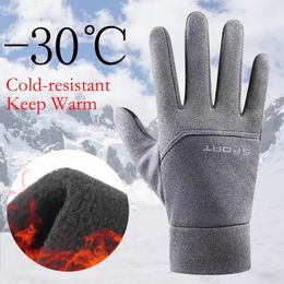 Winter Warm Full Finger Gloves Waterproof Windproof Cycling Ski Hiking Non Slip TouchScreen Fleece Outdoor Sport Thermal 231225