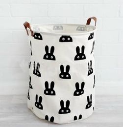 Bags Beige Zakka Large Cartoon Storage Bag Canvas kid Laundry Bags Children Baby Play Mat Toys Clothes Organizer Home Decor