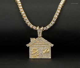 Hip Hop Bando Trap House Necklace Men Bling Bling Savage Pendant Necklace With Tennis Chain Female Out Link Chain Jewelry15916574