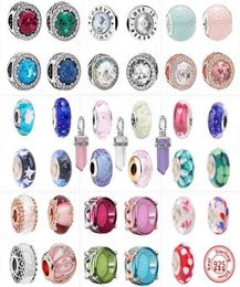 925 Silver Colourful Lampwork Glass Beads Stone Murano Flower Charms Fit Original Bracelet Bangle Women Girls DIY Jewelry5180220