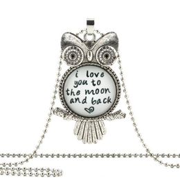 I LOVE YOU TO THE MOON AND BACK OWL PENDANT Necklace White Jewelry For Him Her Art Men Gifts248Y