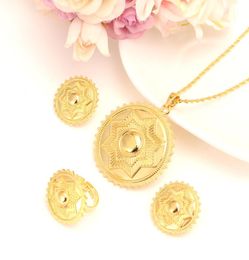 22 k Solid Gold Filled star polka dot Jewellery Set Habesha Eritrean Women Wedding Fashion Ring earrings pendant7013526