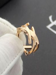 316L titanium steel Jewellery Y letter hollow opening men and women love ring couple letter ring Jewellery gift2605368