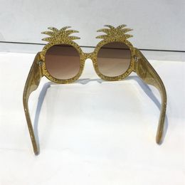 Whole-Gold Acetate Frame With Pineapple Designer Frame Popular Sunglasses Top Quality Fashion Summer Women Style2955