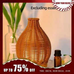 Humidifiers Wood Weave Mini Vase Air Humidifier USB Electronic Ultrasonic Water Fragrance Essential Oil Diffuser Home Room FragranceL231226