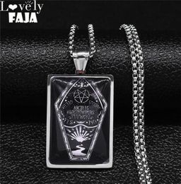 Gothic Coffin Pentagram Sun Stainless Steel Black Glass Silver Color Pendant Necklace MenWomen Jewelry Collier Homme N5185S03 Nec74421165