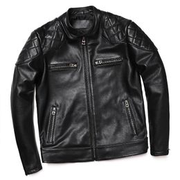 Motorcycl Genuine Leather Jackets for Men Style Real Cowhide Slim Clothing Biker Fashion Jacket Cow Coats S-5XL 231226