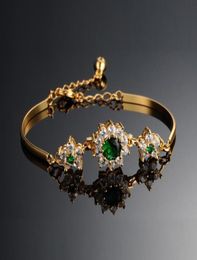Fashion Tennis Bangle Bracelets Chains Gold Plated Shiny Flower Round Green Zircon Jewelry Bridal Wedding Designers Bracelet For W2792926