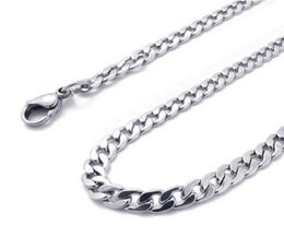ship whole 5pcs lot 6mm 24inch Stainless steel silver flat NK Curb Chain Link Necklace Thanksgiving Day Jewelry Women7130701