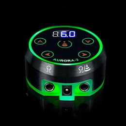 Machine Mini Aurora Lcd Tattoo Pen Power Green, Colour Voltage with Coil Adapter and Rotary Tattoo Gun