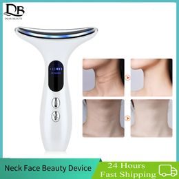 Neck Beauty Device EMS Micro-current LED Pon Firming Rejuvenating Anti Wrinkle Thin Double Chin Skin Care Massager 231225