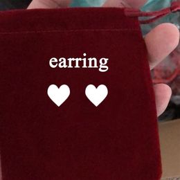 10mm heart earring women gold Stud couple red Flannel bag Stainless steel Thick Piercing body Jewellery Christmas gifts woman Access305k