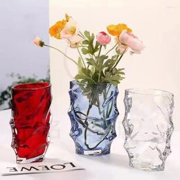 Vases Nordic Ins Style Glass Vase Decoration Light Luxury Diamond Premium Sense Living Room Transparent Flower Planter Tabletop