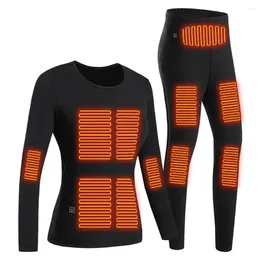 Men's T Shirts Winter Heated Suit Underwear Motorcycle USB Electric Powered Thermal Heating Moto T-Shirts Pants Men Women Skiing