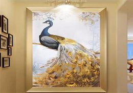 wellyu HD handpainted oil painting peacock flower European decorative painting background wall custom large mural wallpaper8155281