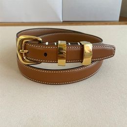 Gold Buckle Brown Leather Belt for Women Reversible Adjustable Waist Belts Width 1 8cm Casual Fashion Designer Belts with Box322U