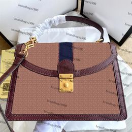 Whole High-end Designer Bag Woman bag Fashion Handbag Burgundy canvas Crossbody Bags Classic pattern Leather Retro tote289E