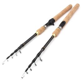 Rods Promotion 1.8m 2.1m 2.4m 2.7m Spinning Fishing Rod M Power Hard Telescopic Carbon Fibre Travel Pole Wooden Handle