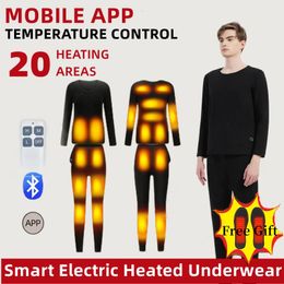 Winter Heating Underwear Suit USB Battery Powered Electric Heated Tops Pants Smart Control Temperature Thermal Underwear Set 231226