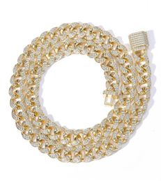 12MM Miami Curb Cuban Chain Necklace Woman Gold Silver Colour Iced Out Paved Zircon Rapper Cubans Link Necklaces Men Hip Hop Jewelr1661291