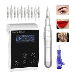 Machine Permanent Makeup Hine Rotary Tattoo Pen Dermografo Profesional for Eyebrow Lips Easy Click Tattoo Cartridge Needle