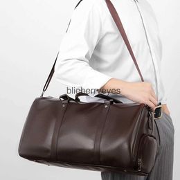 Shoulder Bags Bags PU leather high-capacity business travel tote bag waterproof with shoe bagblieberryeyes