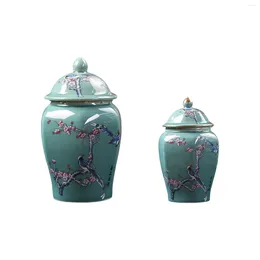 Storage Bottles Modern Ceramic Ginger Jar Tea Tin Flowerpot Display Porcelain With Lid Gift