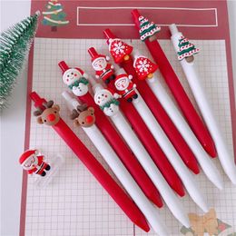 30PcsLot Cute Christmas Gel Pen Kawaii Cartoon Retractable Pens 05mm Black Ink School Stationery Office Writing Supplies Gifts 231225