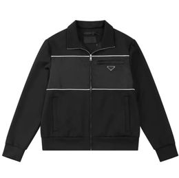 Men's Jackets Classic Men Designer Metal Triangle Zipper Brand Standing Collar Cardigan Casual Coat Splice Coats Tops