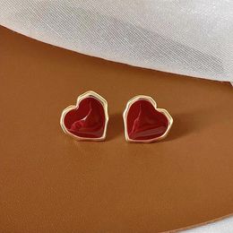 Dangle Earrings TIOWIOS 2023 French Retro Red Oil Dripping Love Metal Simple Personality Versatile Temperament Pendientes For Women