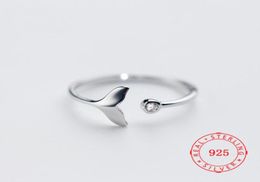 Genuine 925 Sterling Silver Adjustable Fish Tail Mermaid Love Ring for Girlfriend Wife Women Good Quality Minimalist Jewellery Finge1039447