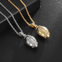 Pendant Necklaces Exquisitely Inlaid Hao Stone Rugby Necklace Sports Enthusiasts Men And Women Casual Hip-Hop Jewellery Accessories