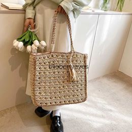 Shoulder Bags Women's Low Out Soulder 2023 Summer Turf Woven Top Beach and Bag Girls' Handbagblieberryeyes