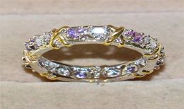 Lady's 925 Sterling Silver Purple Tanzanite Couple rings Yellow Gold Eternal Band Wedding Ring for Women Jewellery size 5-109648145