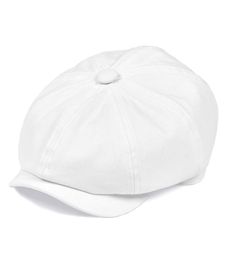 BOTVELA White Twill Cotton Newsboy Cap for Men Women Classic Cabbies Driver Apple Caps Gatsby Flat Hat Baker Boy Headpiece 003 T202311118