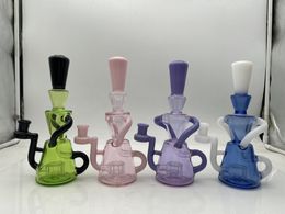 10inch Recycler Bong Glass Hookah 4Colors Percolator 14mm Joint with Bowl