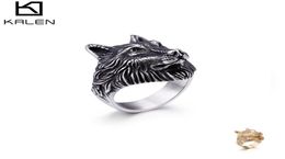 Punk Stainless Steel Wolf Rings For Men Size 812 Vintage Gold Animal Viking Norse Wolf Finger Rings Gothic Biker Jewelry8712888